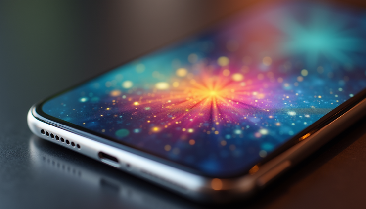 Vista ravvicinata di un invito digitale colorato su uno smartphone