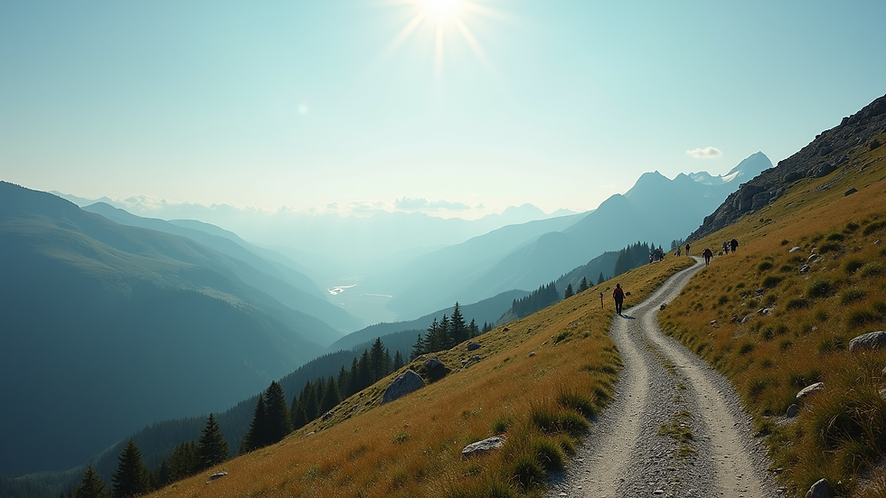 Vista panoramica di un sentiero di montagna durante un'ultramaratona