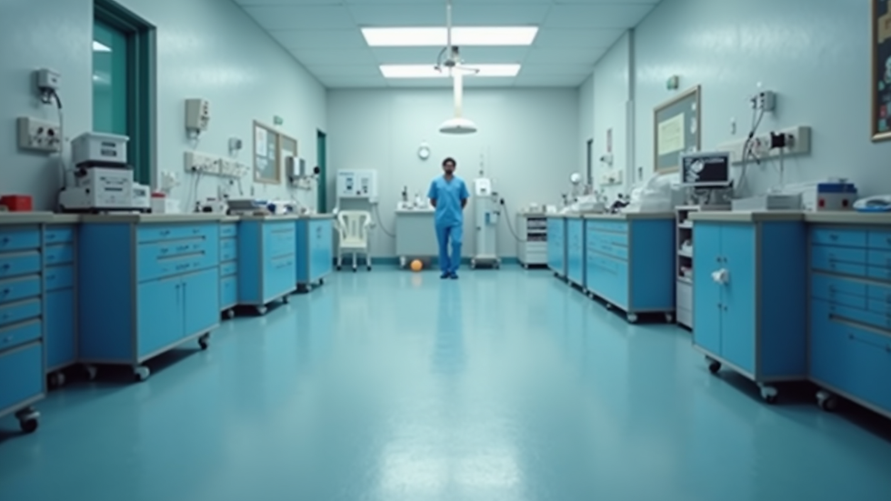 Vista frontale di un laboratorio medico con strumenti per analisi del sangue
