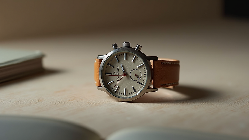 High angle view of a ceramic watch with a modern design