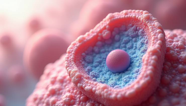 Vista laterale di un modello 3D di membrana cellulare con canali acquaporine