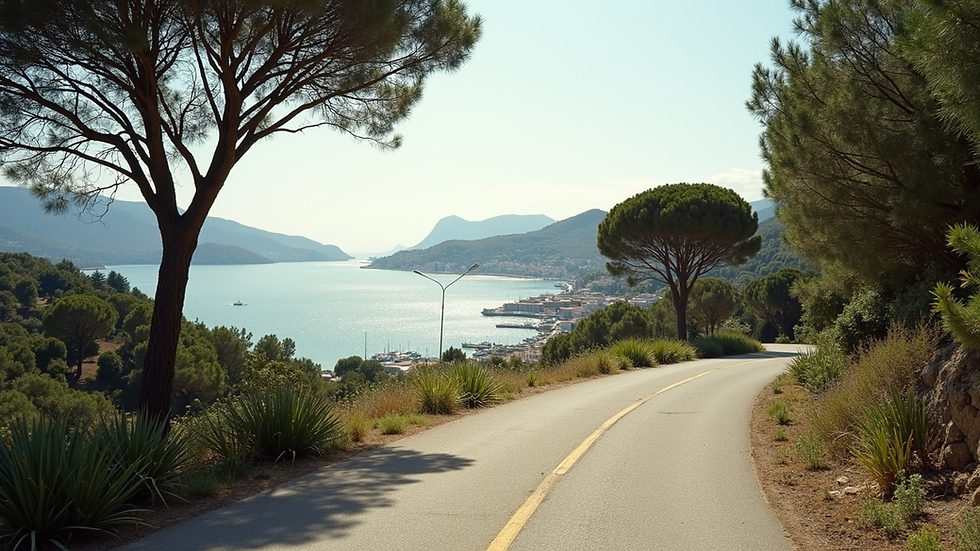Vista a livello strada di Villa Mary con la Marina di Loano sullo sfondo