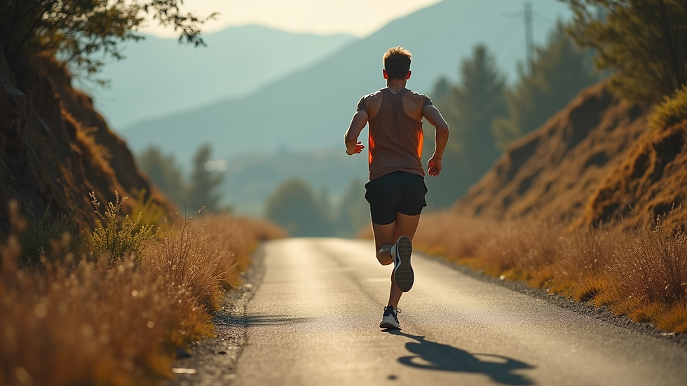 Runner che corre su strada sterrata durante allenamento ultramaratona