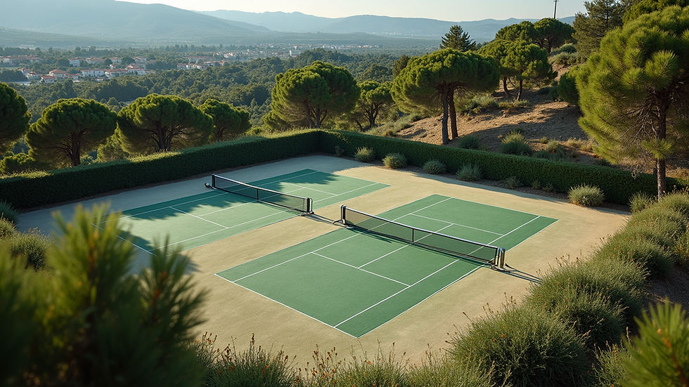 Vista panoramica dall’alto dei campi da padel e tennis a Ronchiverdi Sport Club