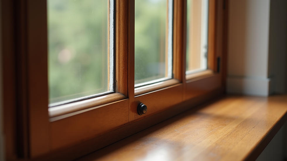 Close-up view of a high-quality window frame