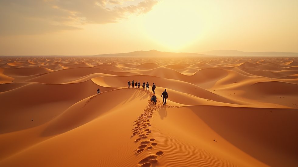 Vista aerea di un gruppo di turisti durante un’escursione nel deserto di Boa Vista