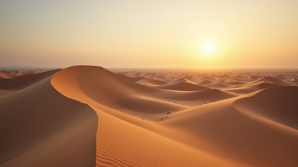Vista panoramica delle dune di sabbia del Deserto di Viana al tramonto