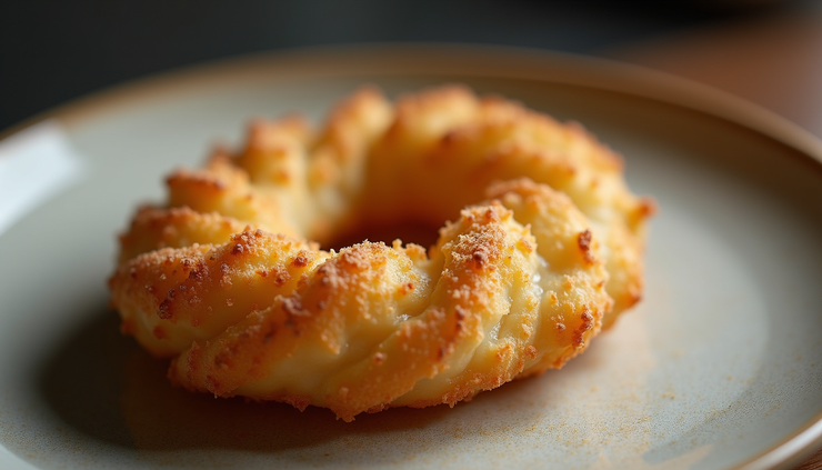 Vista ravvicinata di crocchè dorati e croccanti appena fritti su un piatto di ceramica tradizionale napoletana