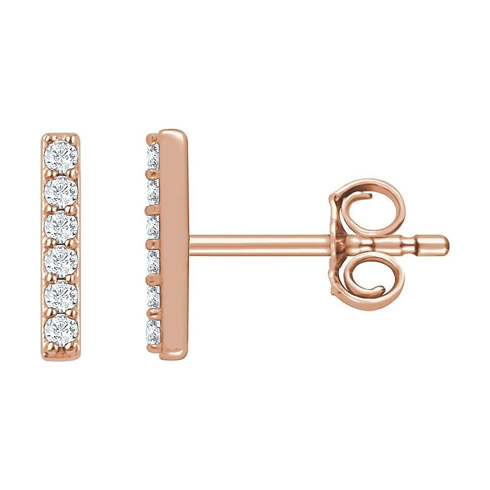 Thumbnail: 14k Gold Diamond Bar Earrings