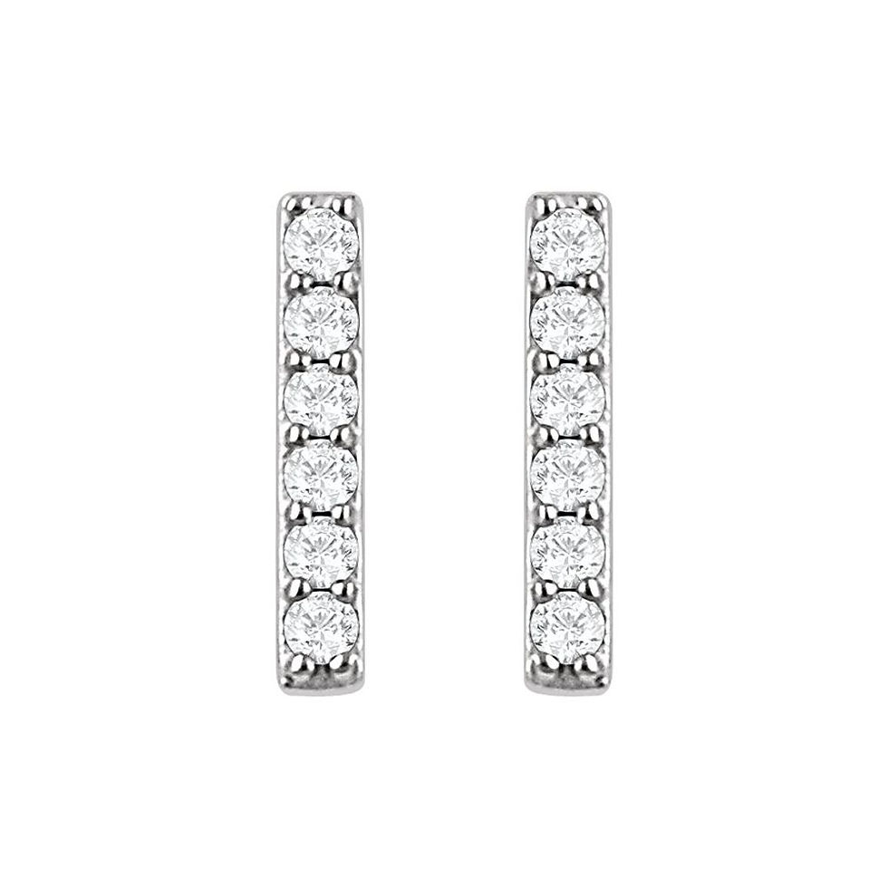 Thumbnail: 14k Gold Diamond Bar Earrings
