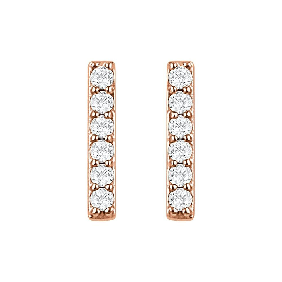 Thumbnail: 14k Gold Diamond Bar Earrings