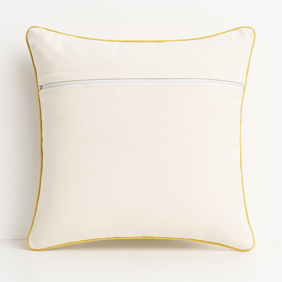 Thumbnail: Autumn Bloom – Beige Cushion Cover with Yellow & Rust Embroidery