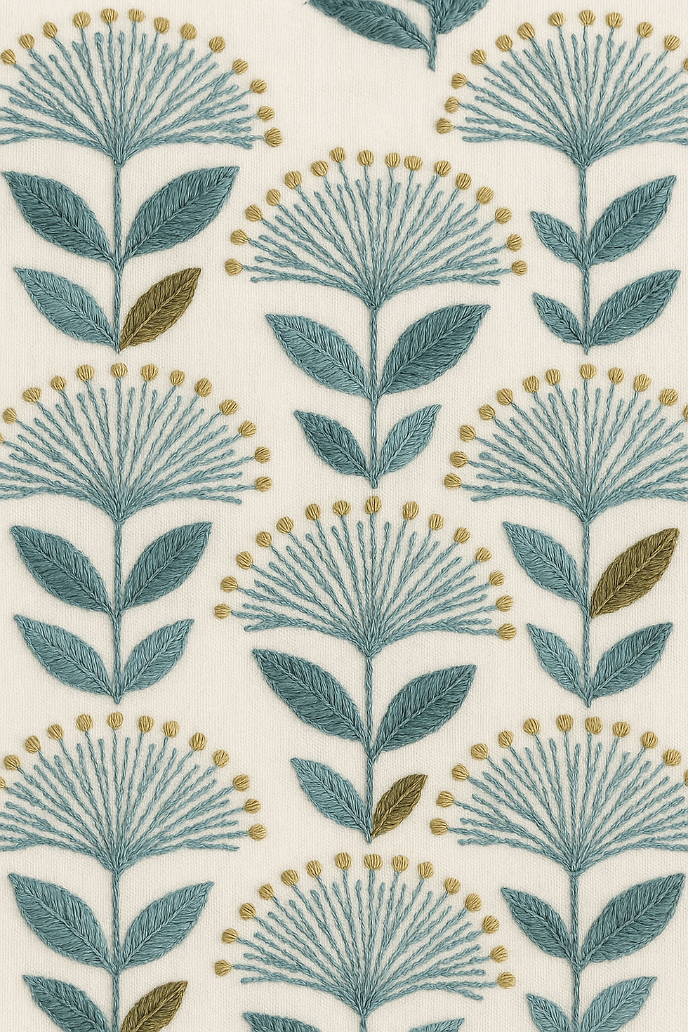 Thumbnail: Cotton Table Runner with Botanical Embroidery – 13x72 Inches