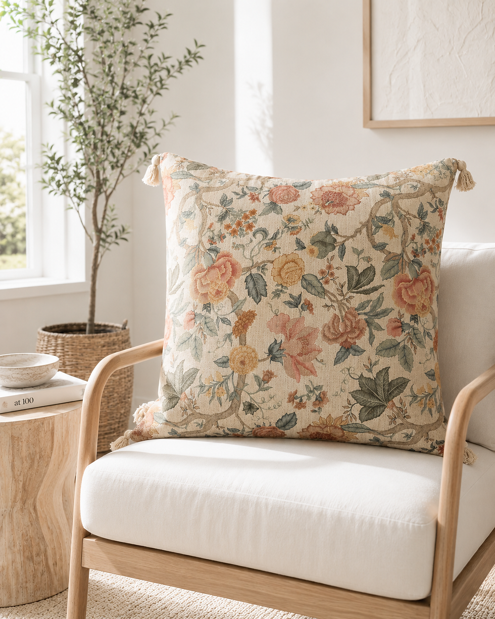 Thumbnail: 24x24 Vintage Floral Garden Printed Cushion Cover