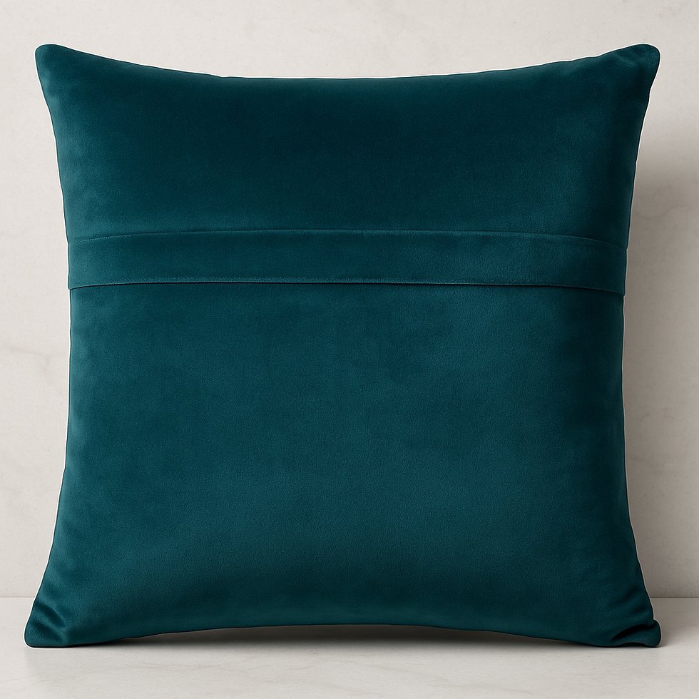 Thumbnail: Emerald Bloom – Teal Velvet Cushion Cover with Pearl Embroidery