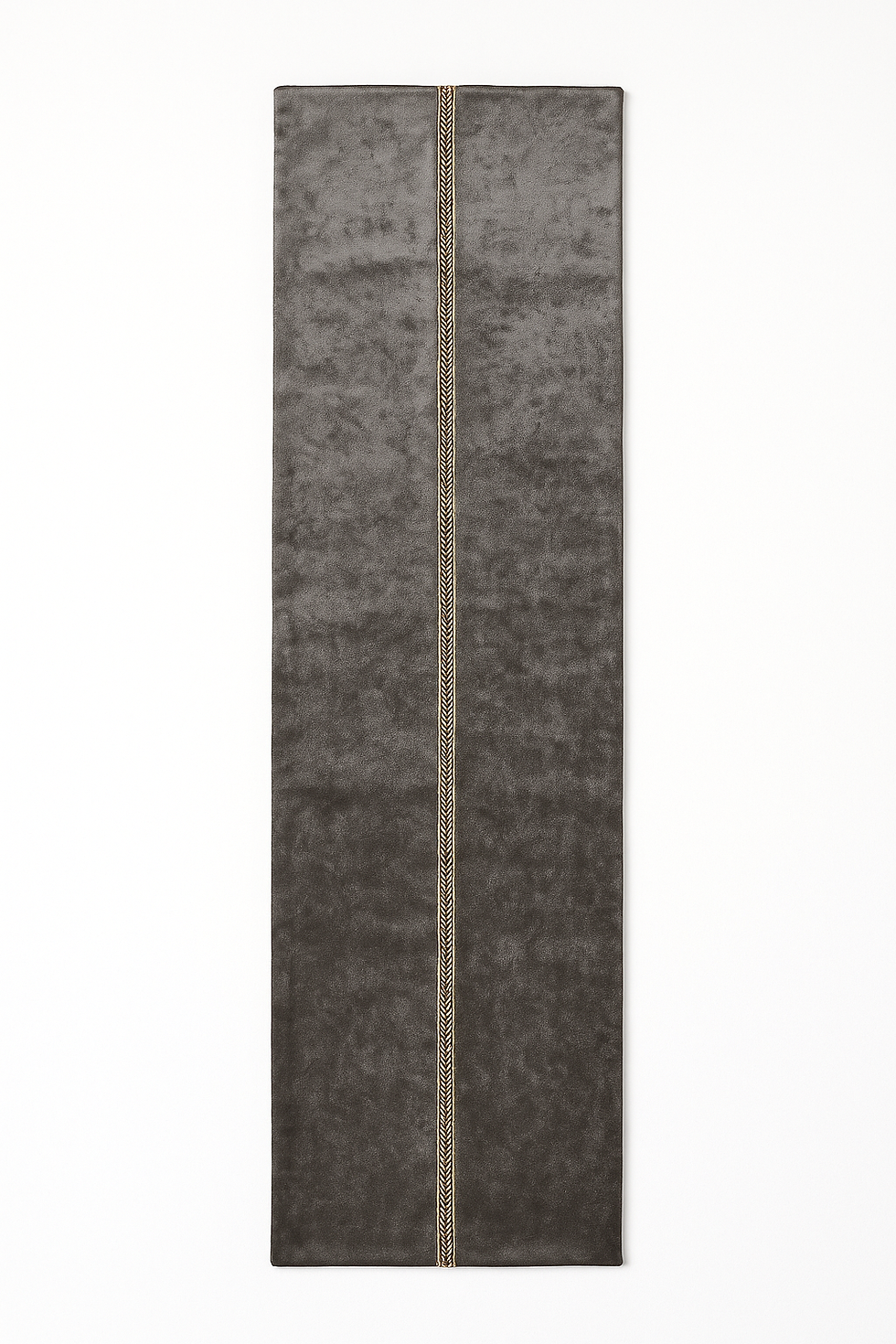 Thumbnail: Grey Velvet Table Runner with Gold Accent – 13x72 inch | Premium Dining Decor