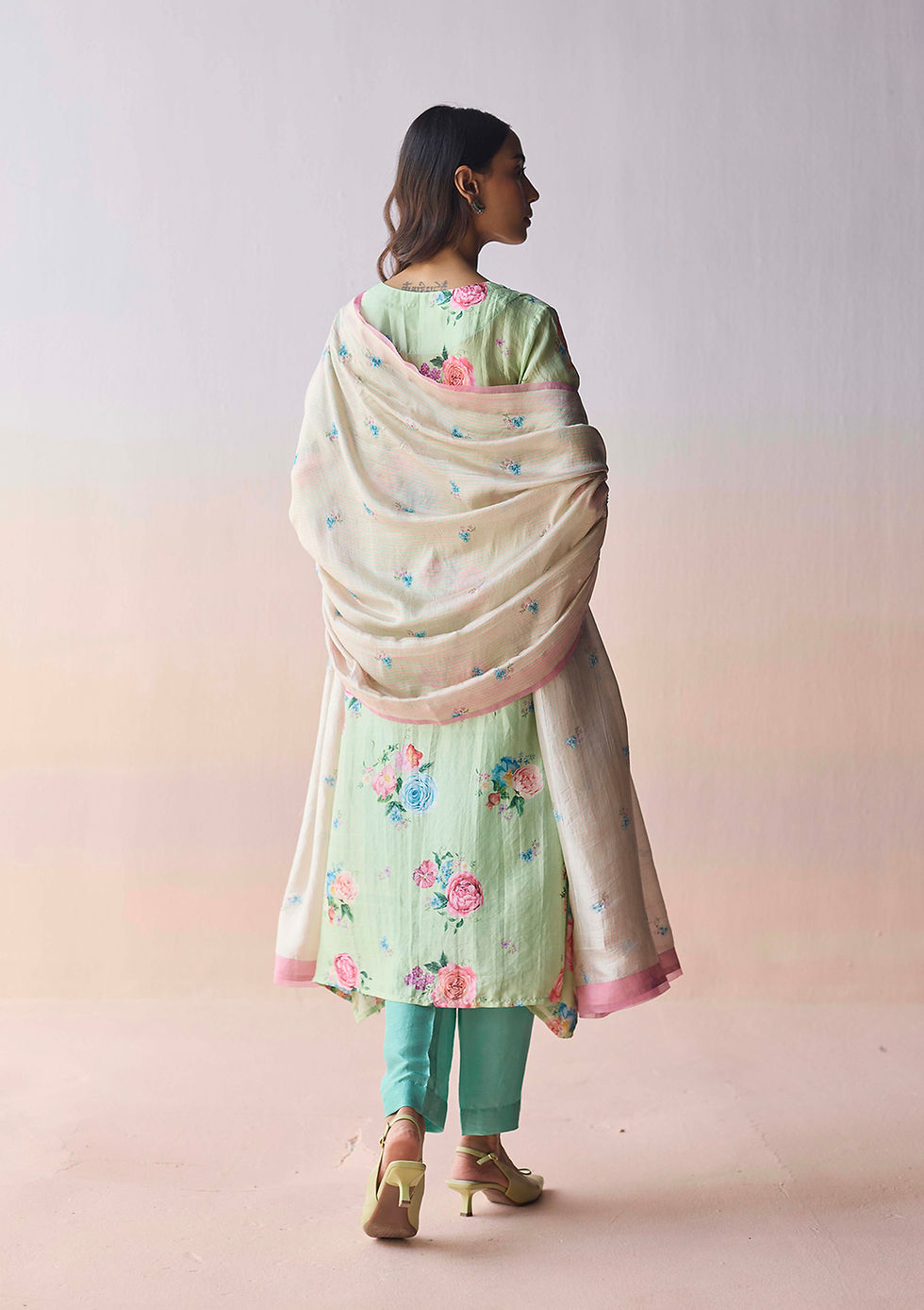 Thumbnail: Kindred Petals Green Kurta Set