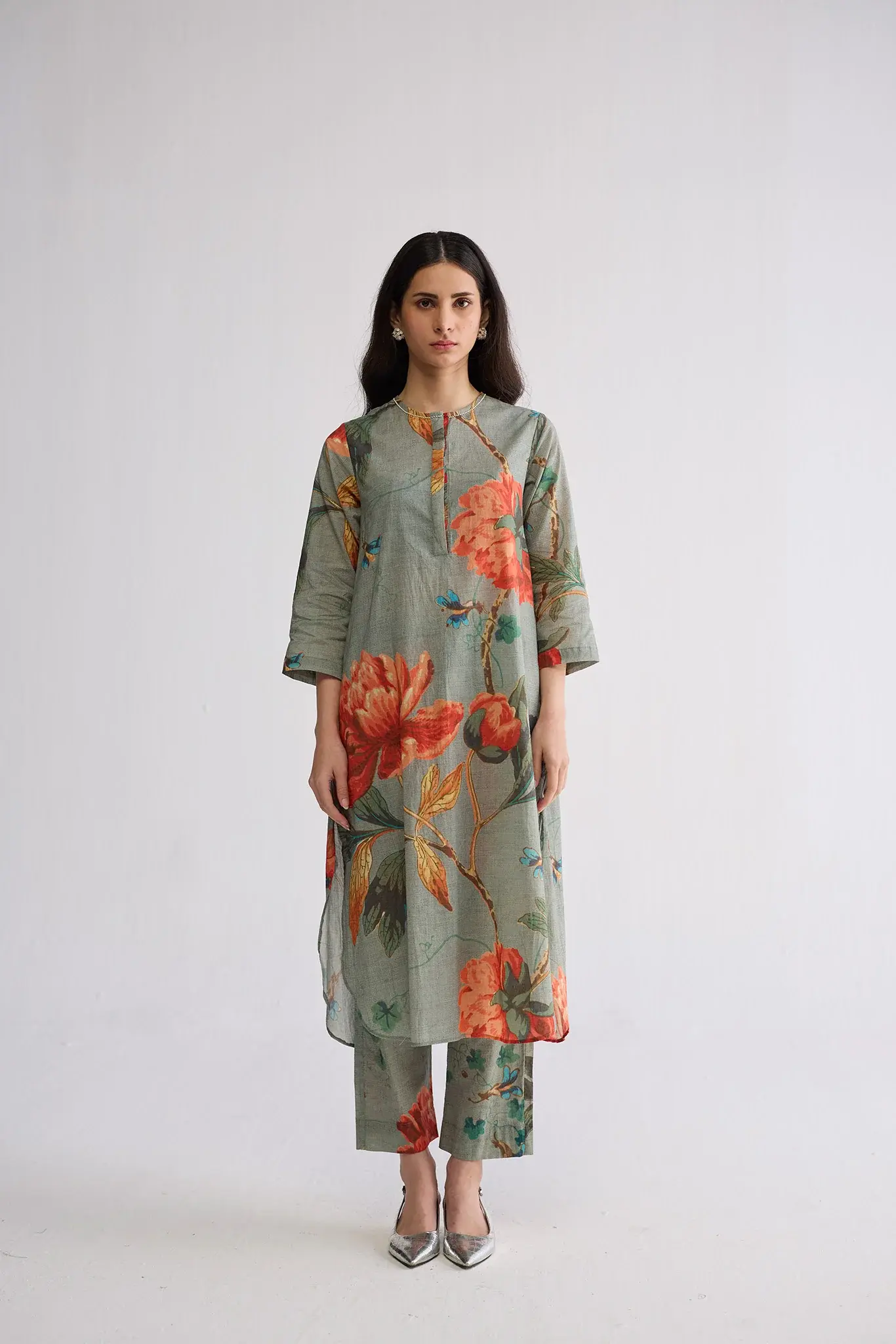 Cabbage Rose Long Kurta Set