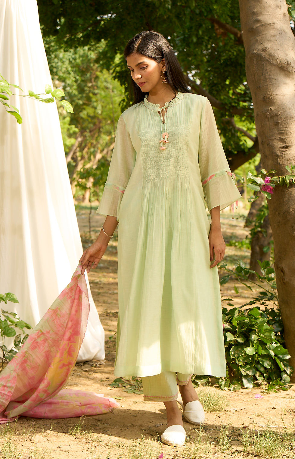 Thumbnail: Baya Kurta Set - Mint Green  (3 pc set)