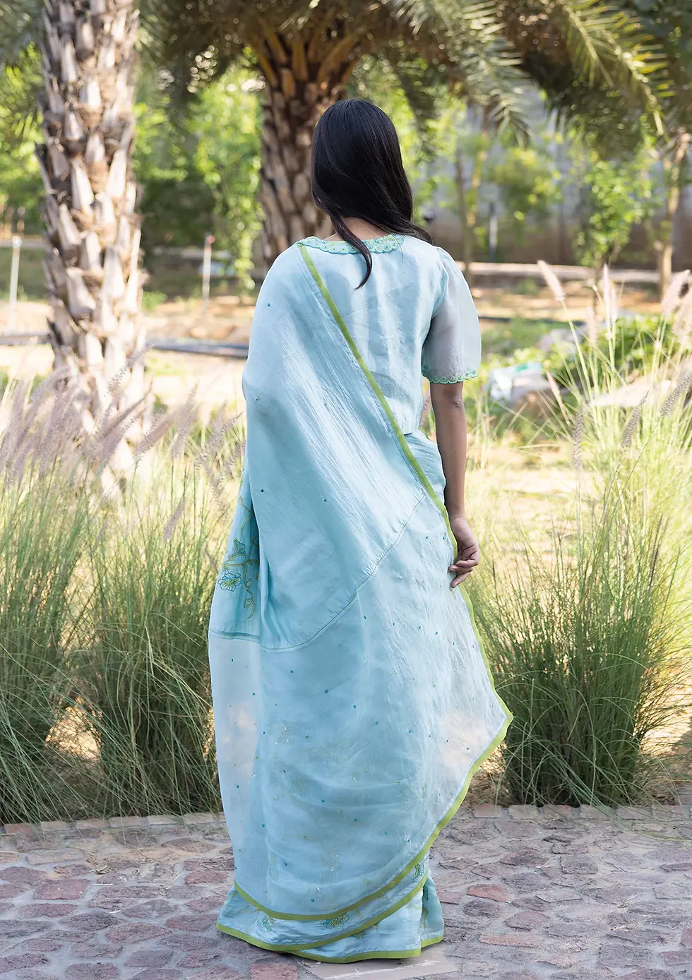 Thumbnail: Moss & Mist Embroidered Saree