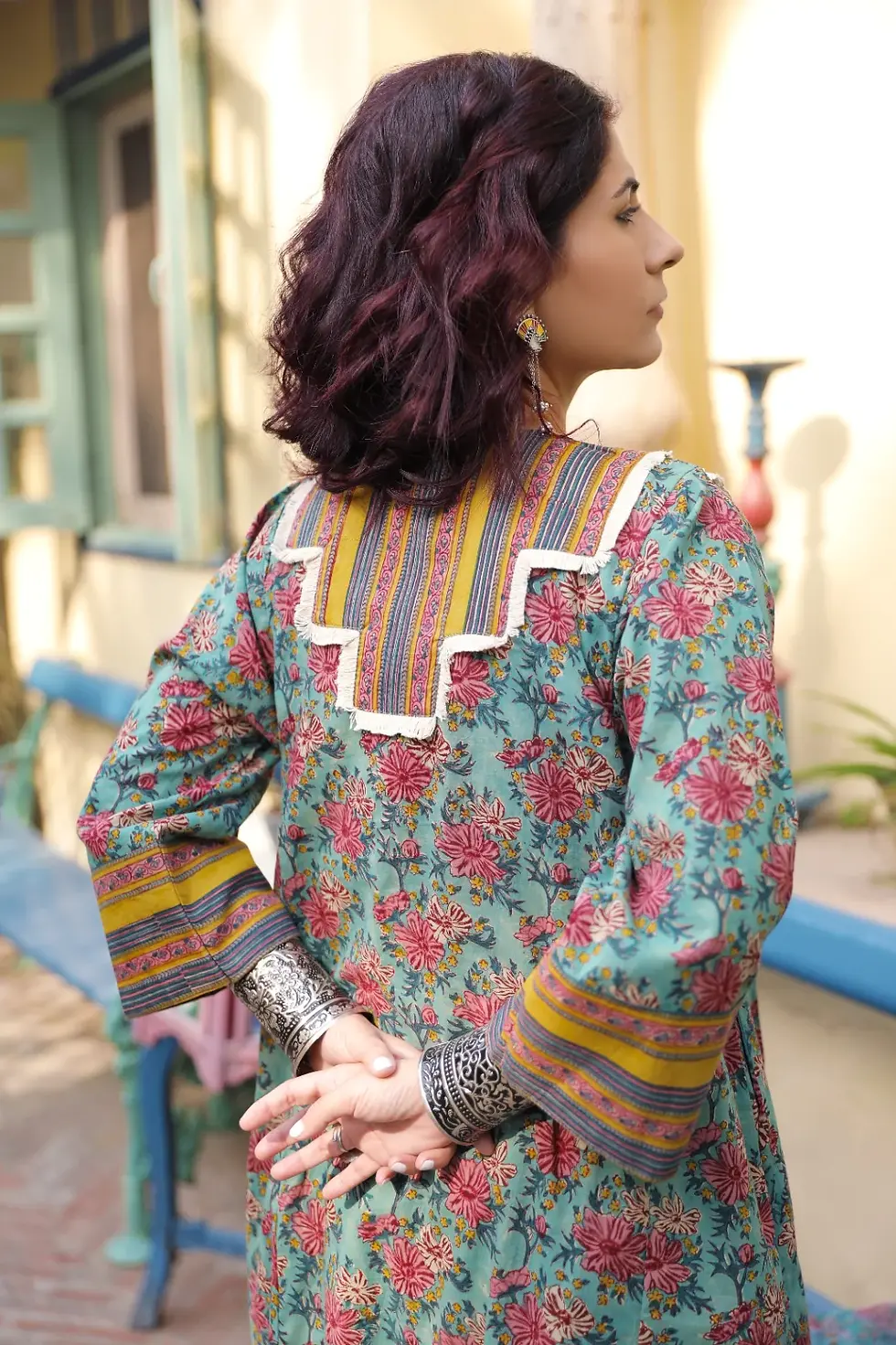 Thumbnail: Sehar Blue Multicolor choga set - Blue