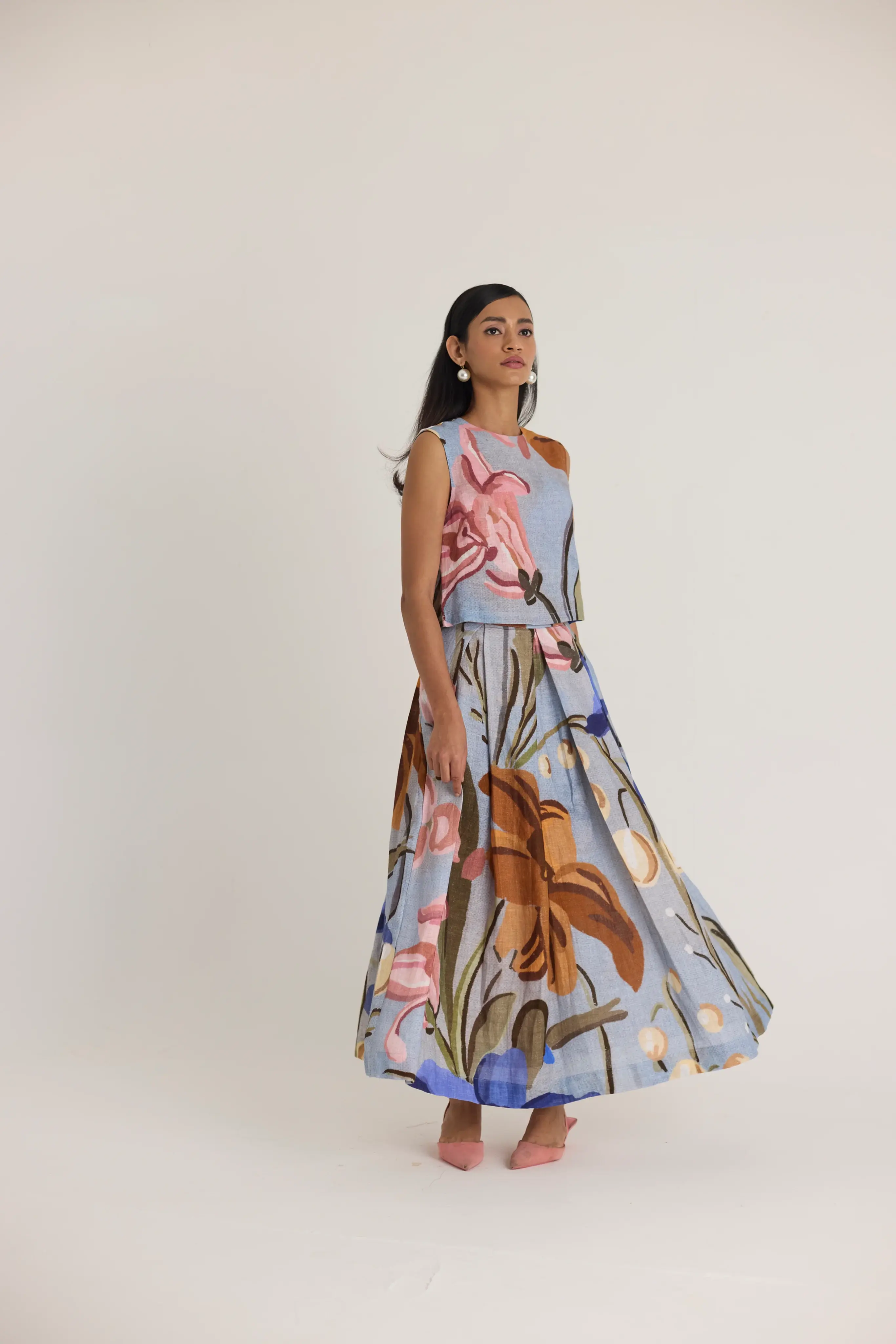 Nico Linen Top & Skirt Set