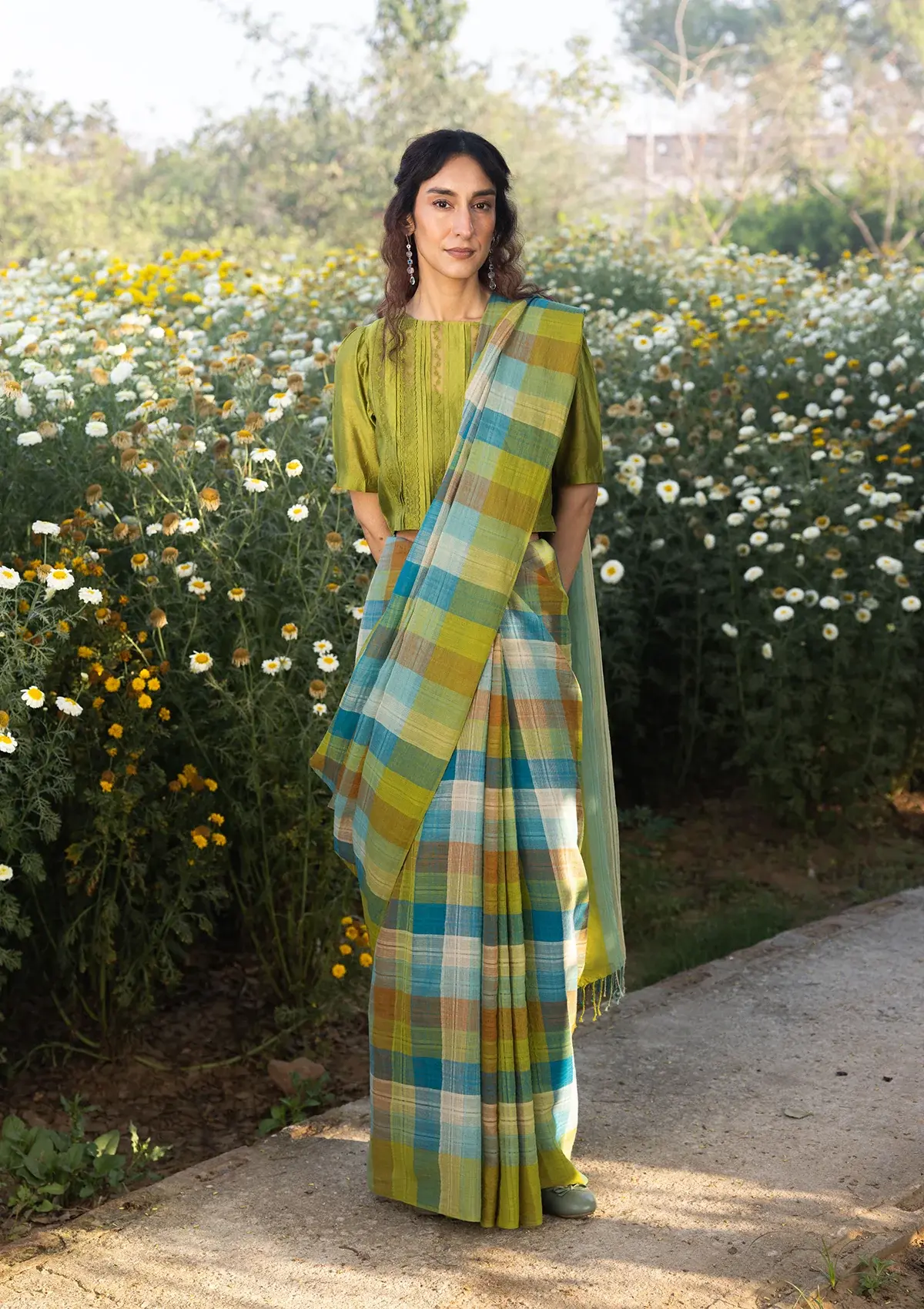 Entwined Checkered Saree