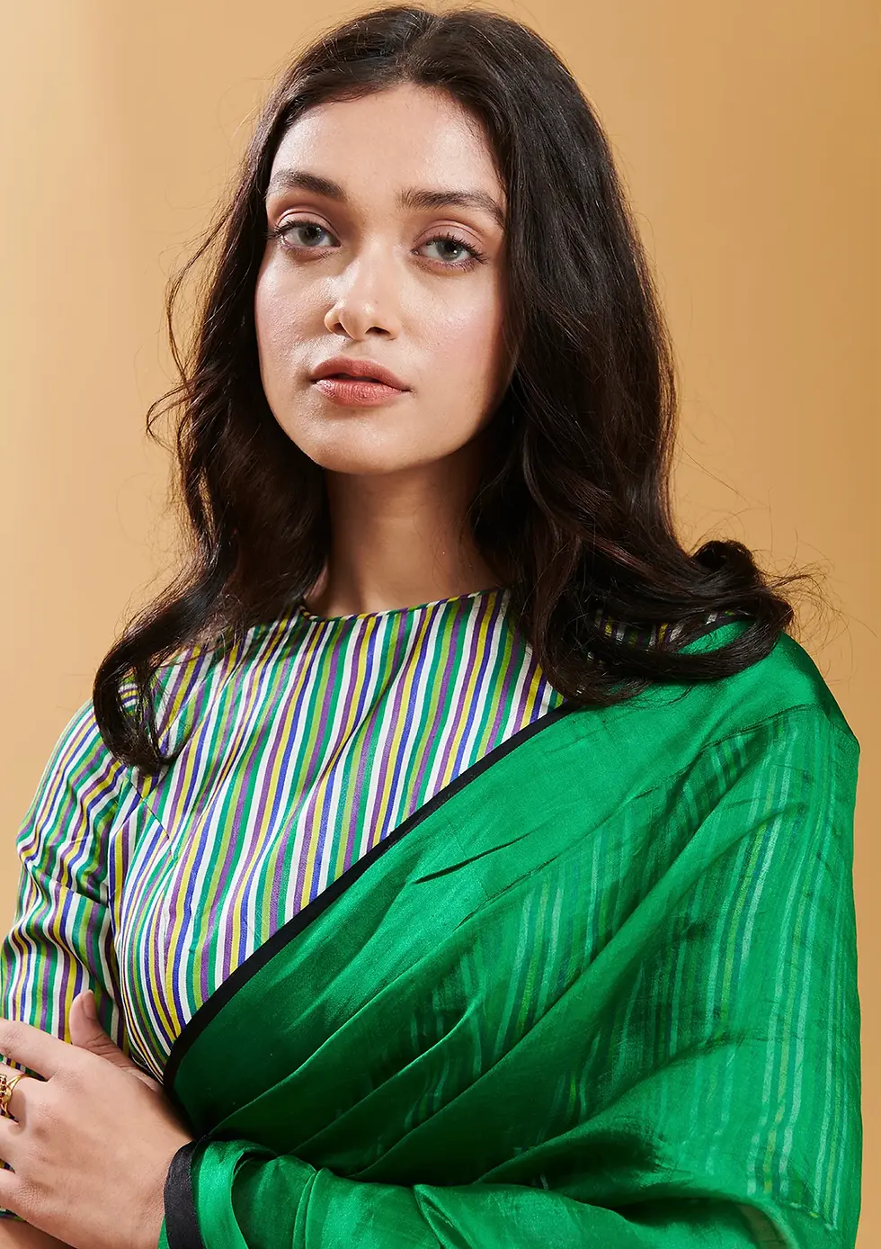 Thumbnail: Green Love Canal Organza Mulberry Saree