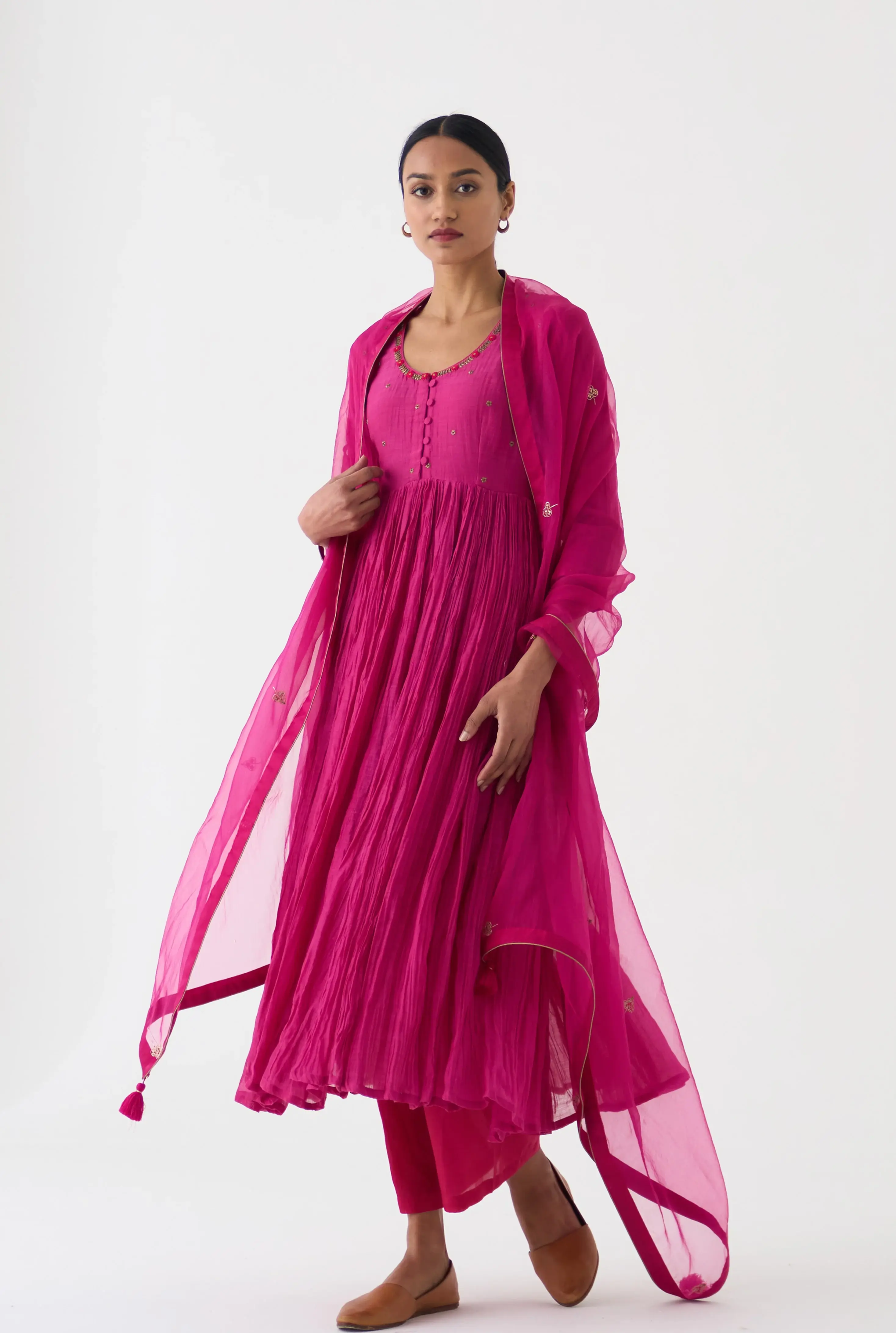Saba Kurta Set - Rani Pink