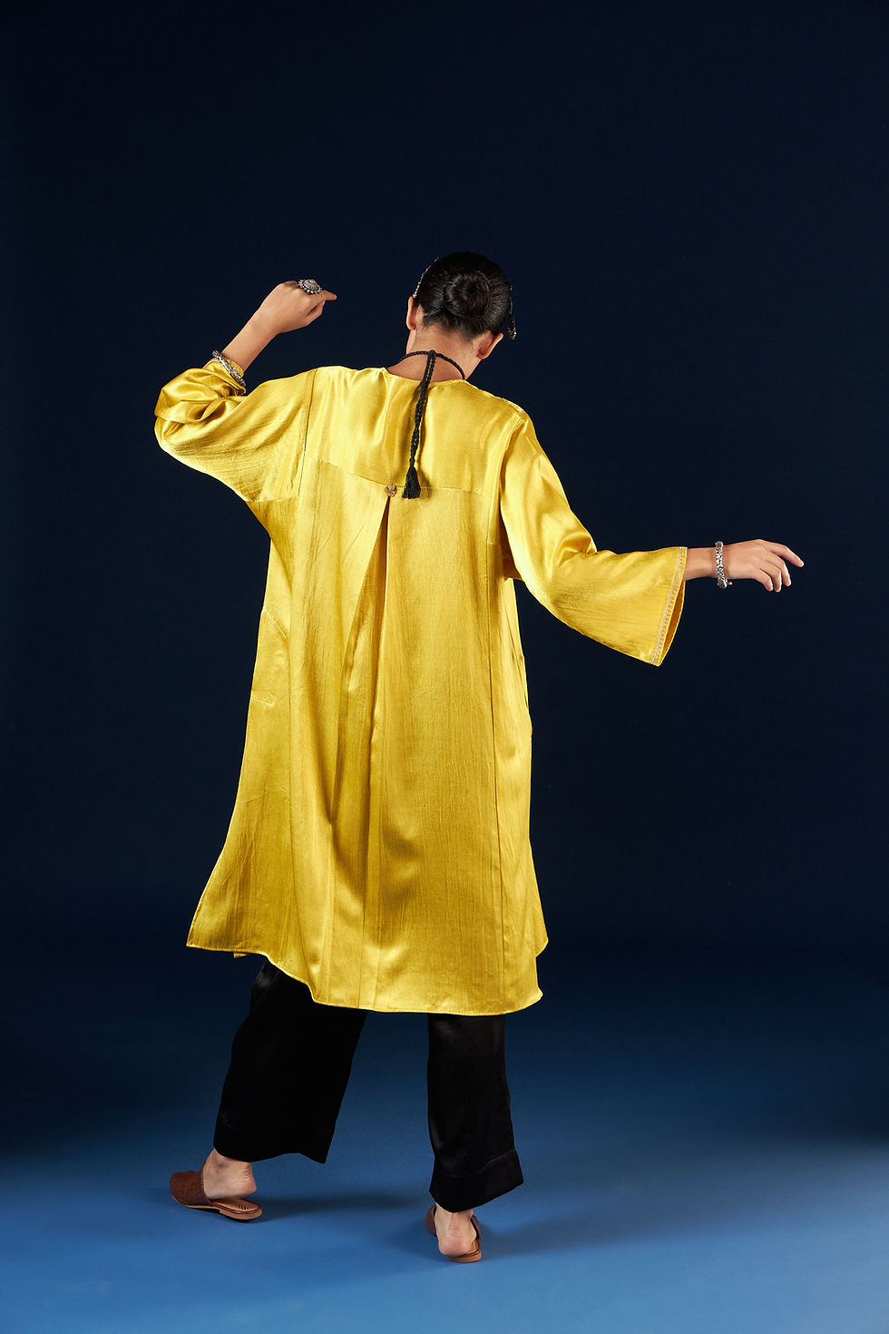 Thumbnail: Kalidaar Kurta Set - Golden, Style B