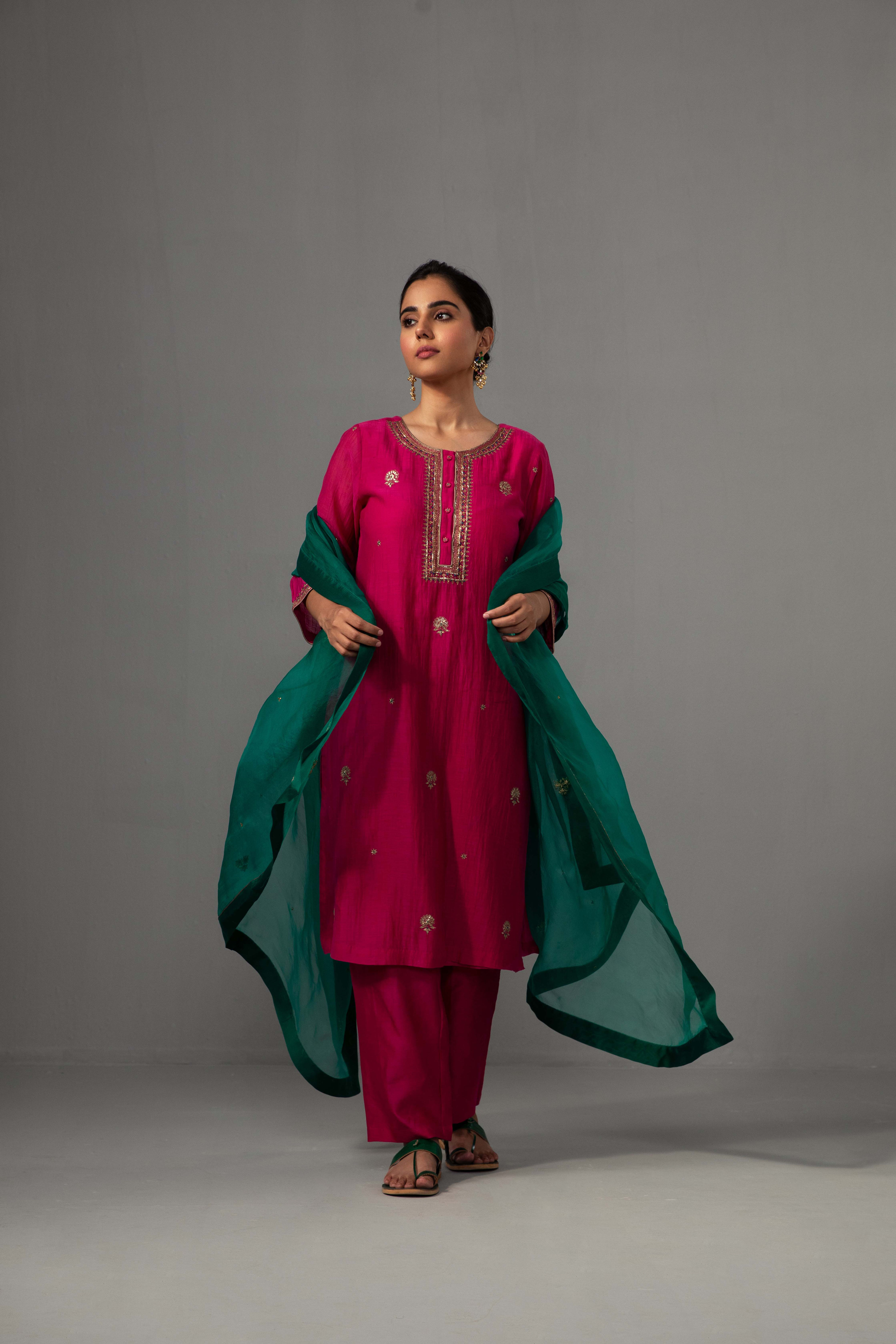 Ramya Kurta Dupatta Set Fuschia