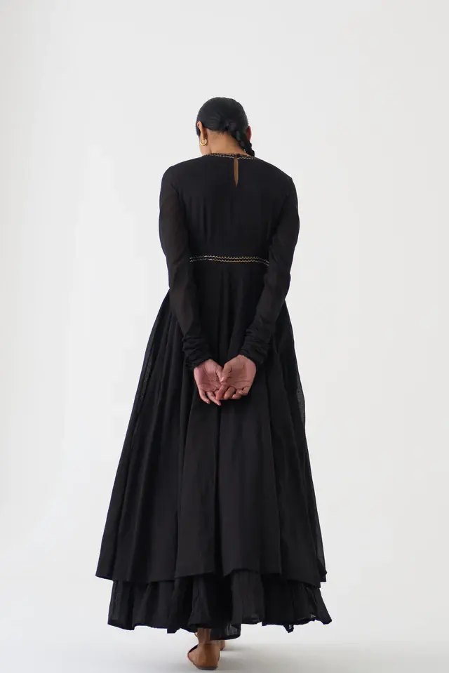 Thumbnail: Amrita Ghoomar Anarkali Set - Black