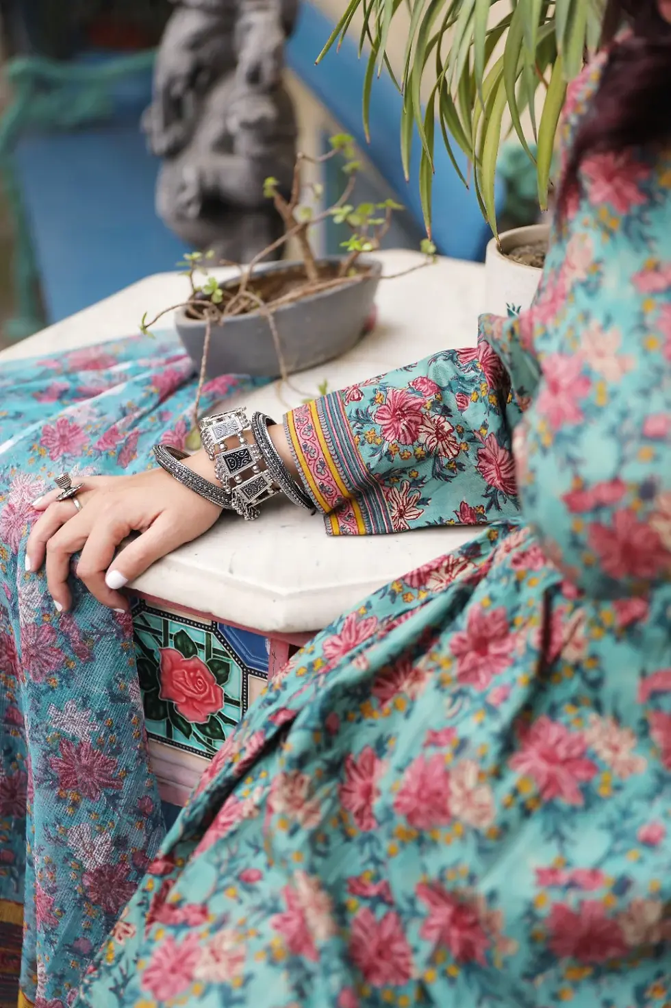 Thumbnail: Shona Multicolor Anarkali kurta set - Blue