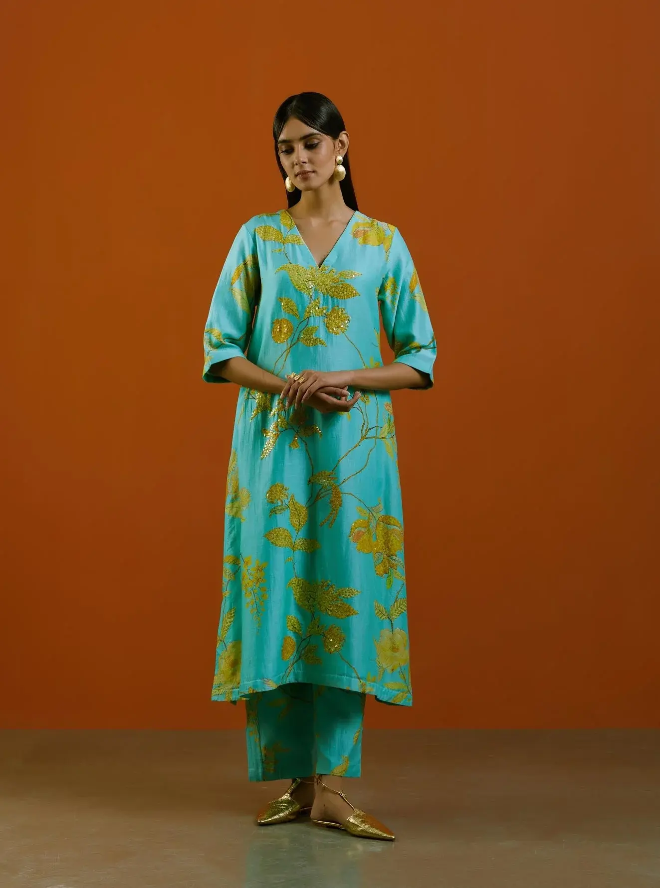 Aaasmani Jaal Kurta Set