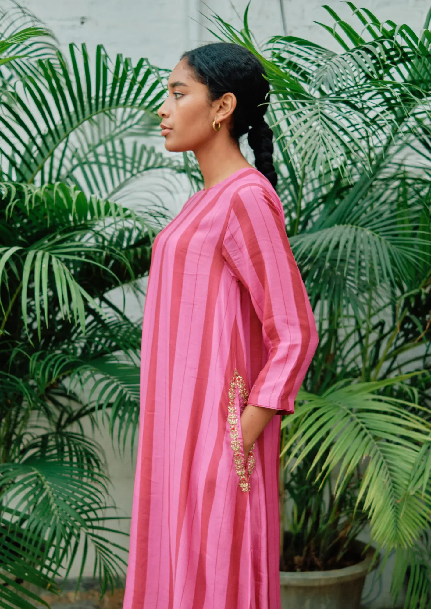 Pocket Style Kurta Set - Bush Pink