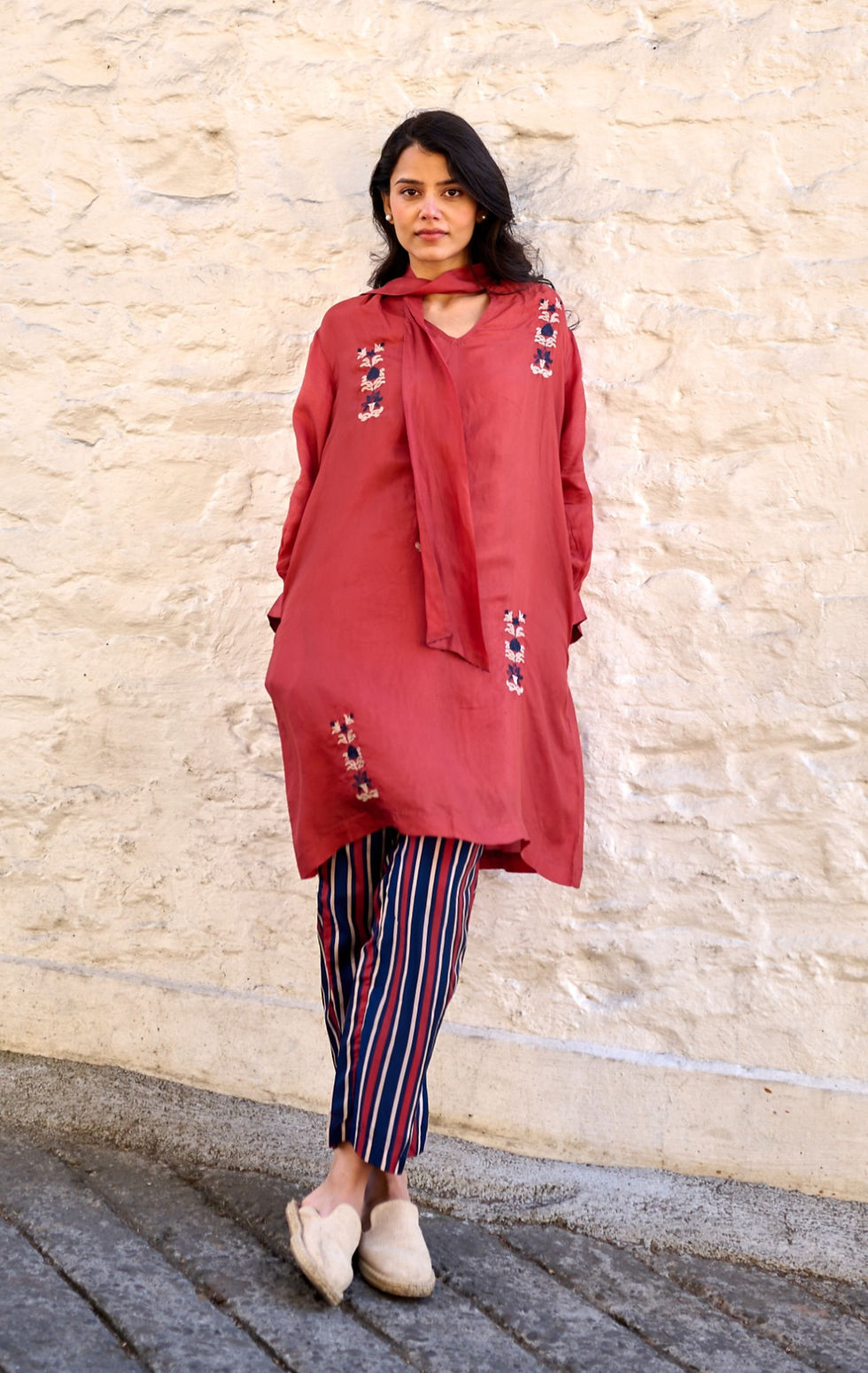 Thumbnail: Pony Floral Embroidered Tunic - Brick Red