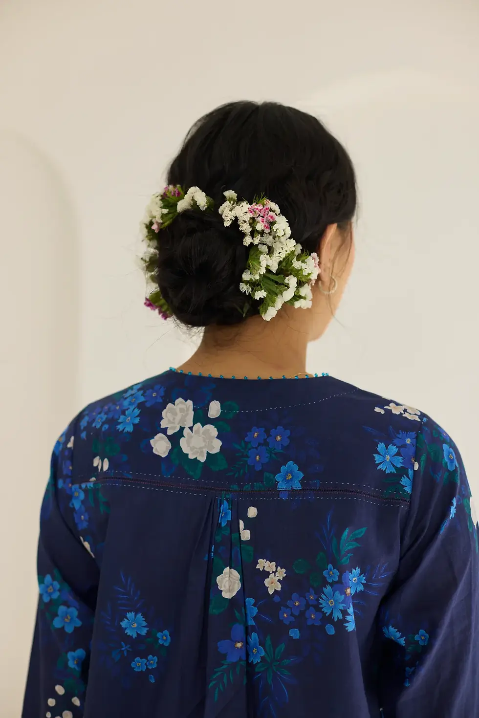 Thumbnail: Midnight Jasmine Short Kurta Set - V neck