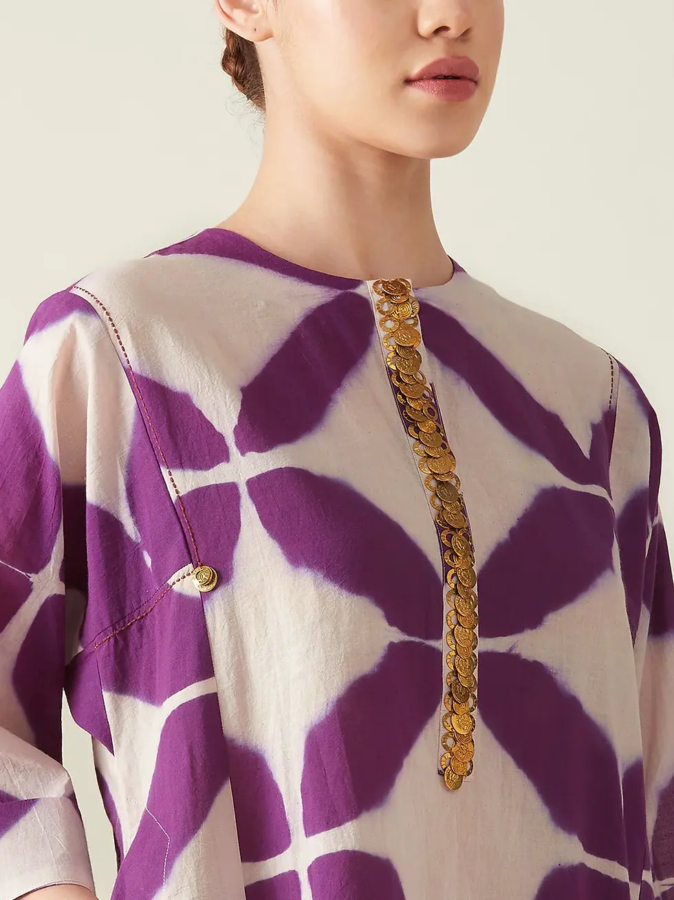 Thumbnail: Geometric Embroidered Co- ord set - Purple