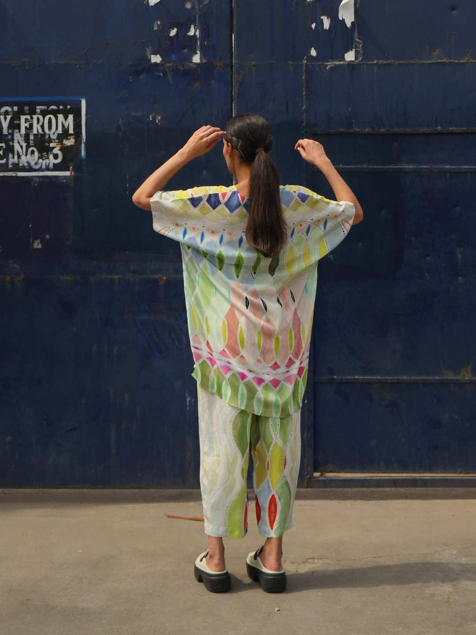 Thumbnail: Athangudi Pastel Garden Coord Set in Crepe