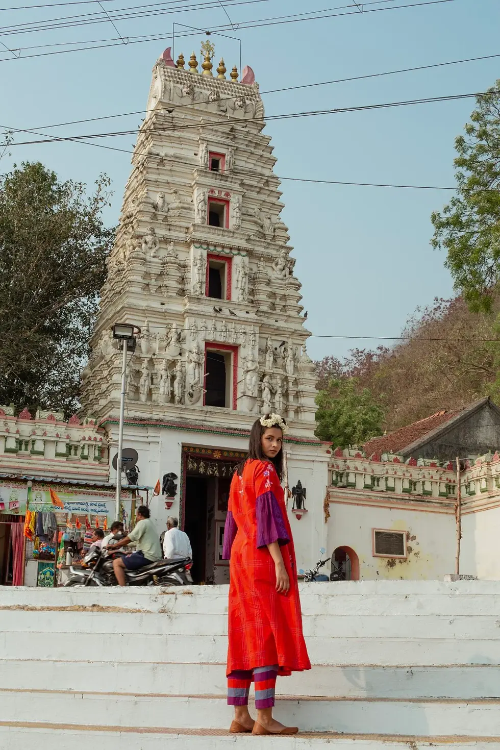Thumbnail: Floral Hand Embriodered in Red and Purple Kurta set