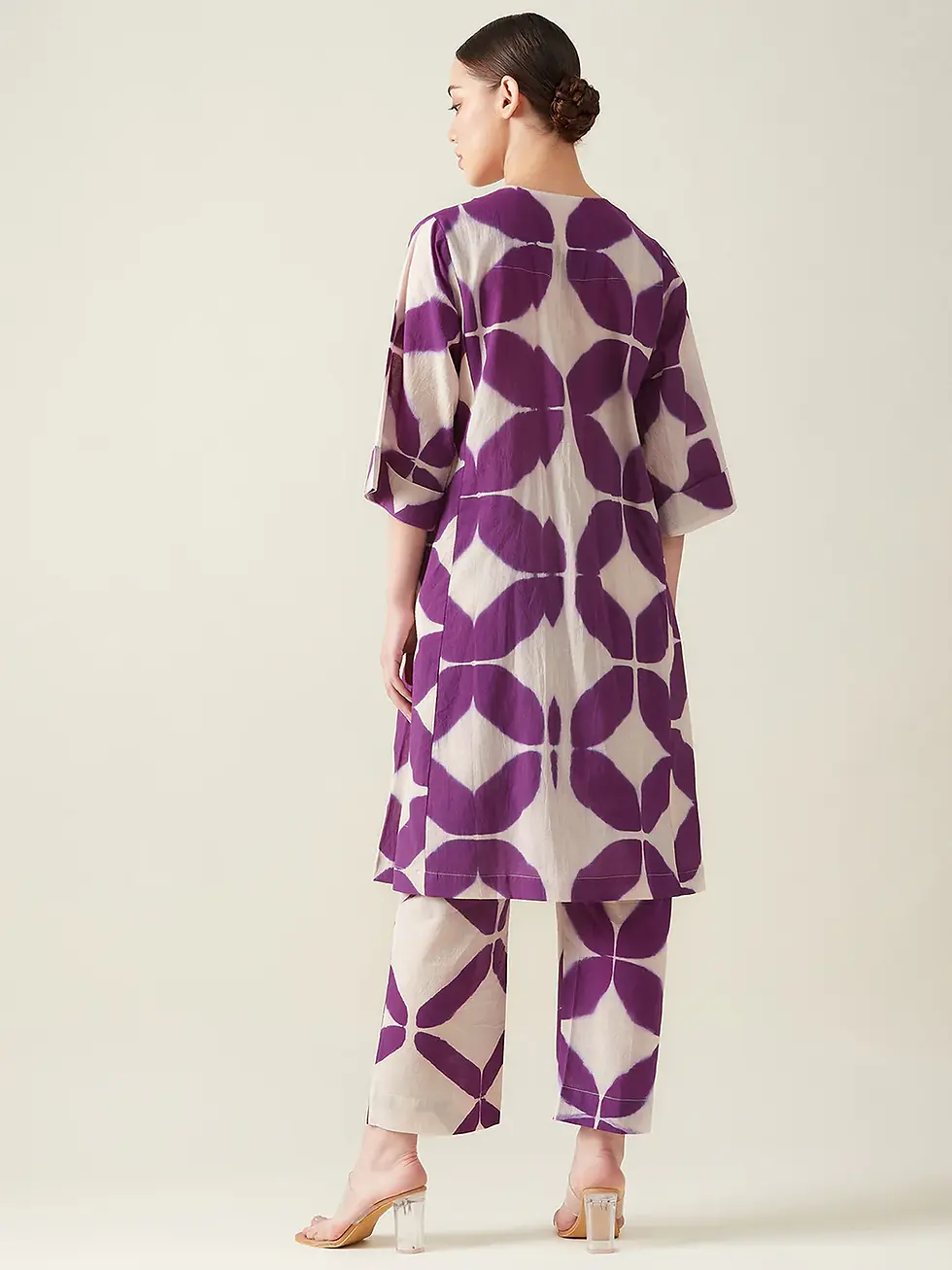 Thumbnail: Geometric Embroidered Co- ord set - Purple