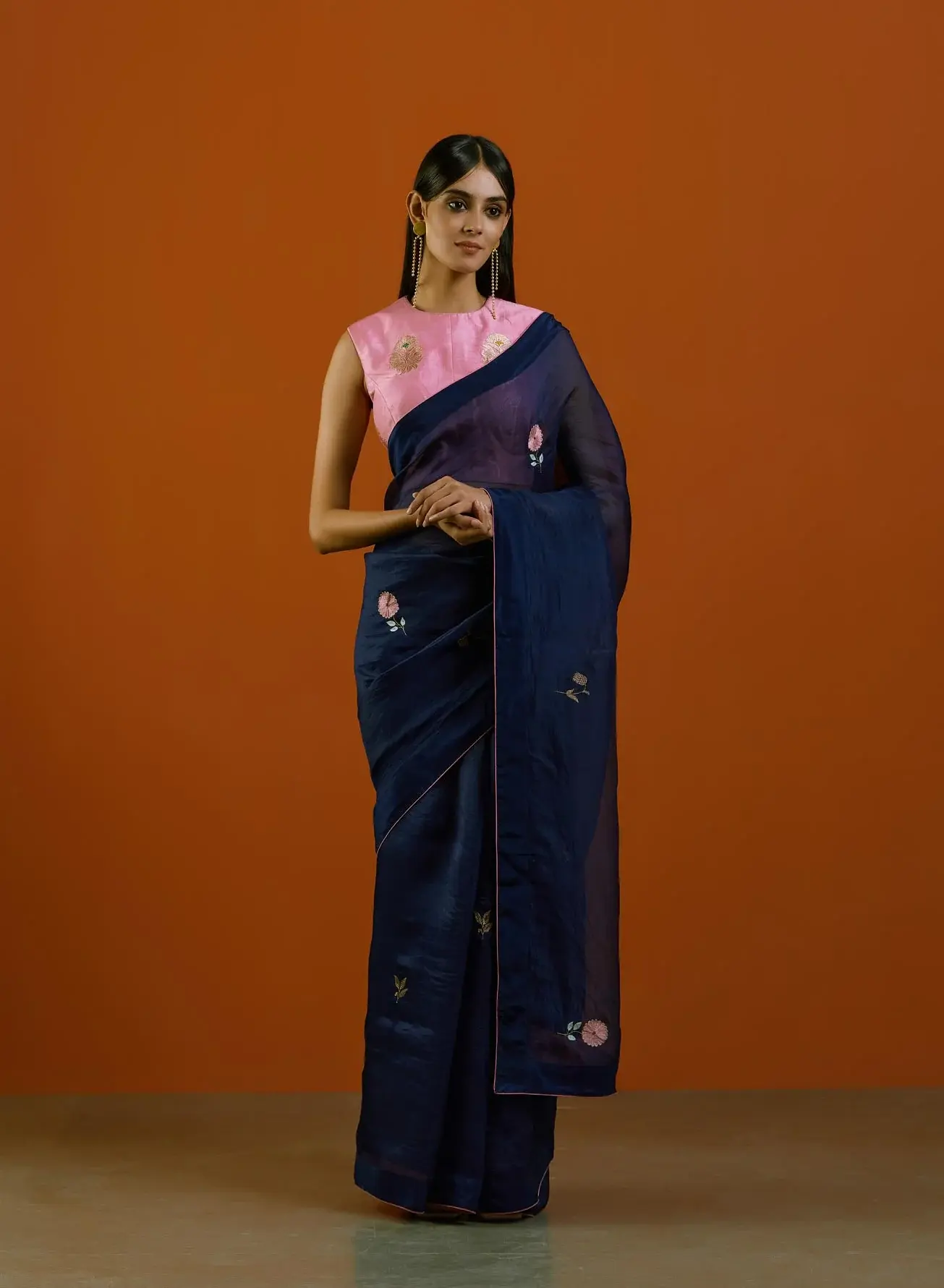 Neel Gulab Saree and Blouse