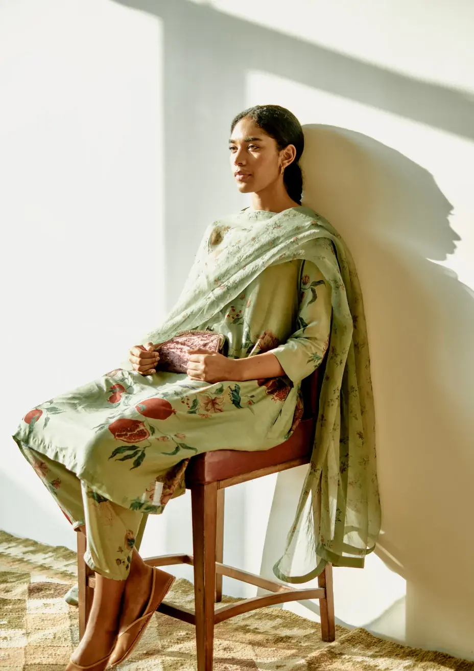 Thumbnail: Bloome  Kurta Set - Sage Green