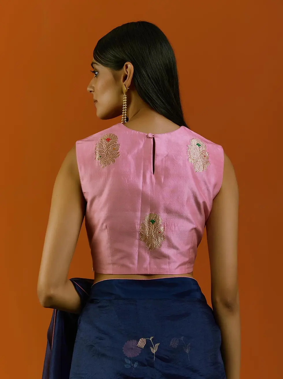 Thumbnail: Neel Gulab Saree and Blouse