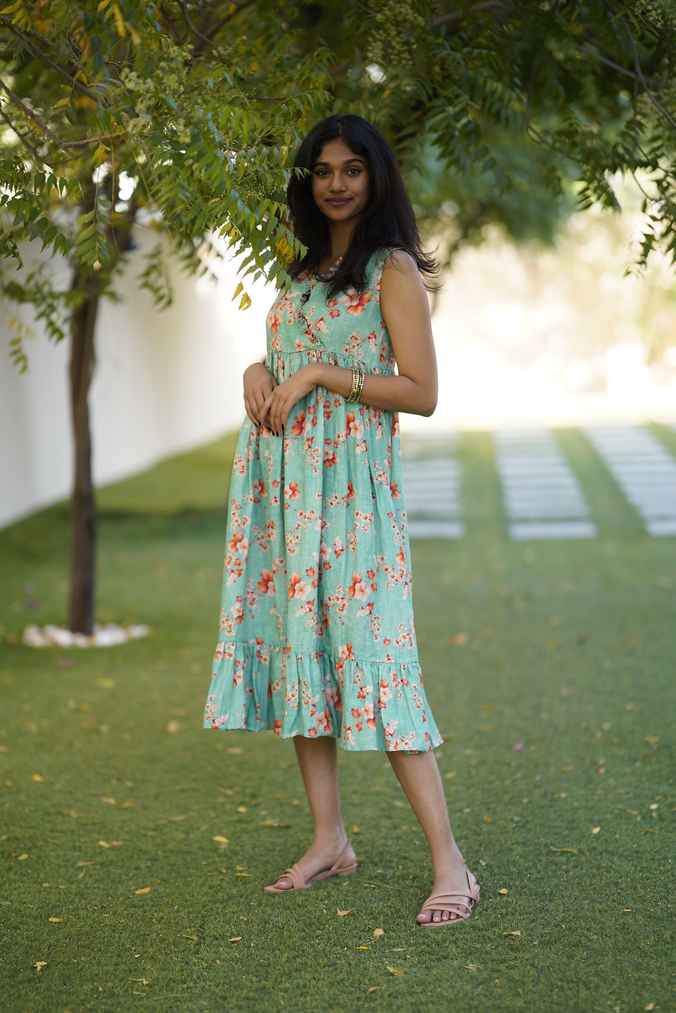Thumbnail: Gathers Dress -  Aqua -  - Sleeveless