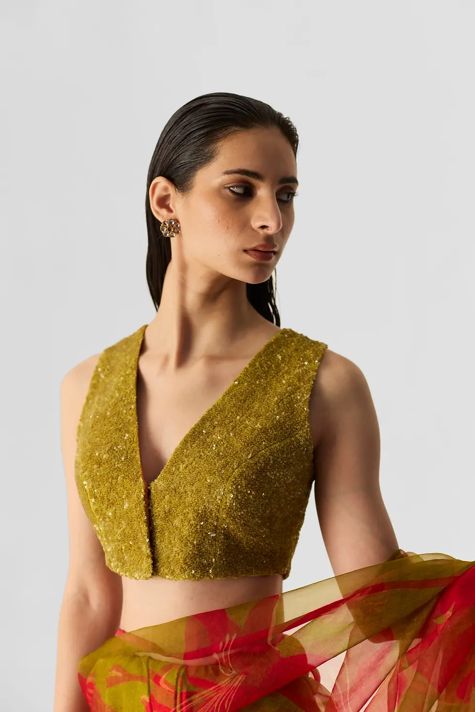 Thumbnail: Lian Lime Embroidered Blouse