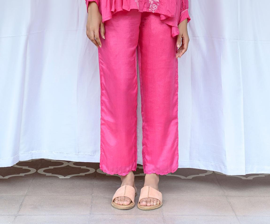 Plain Straight Trouser - Fuchsia Pink