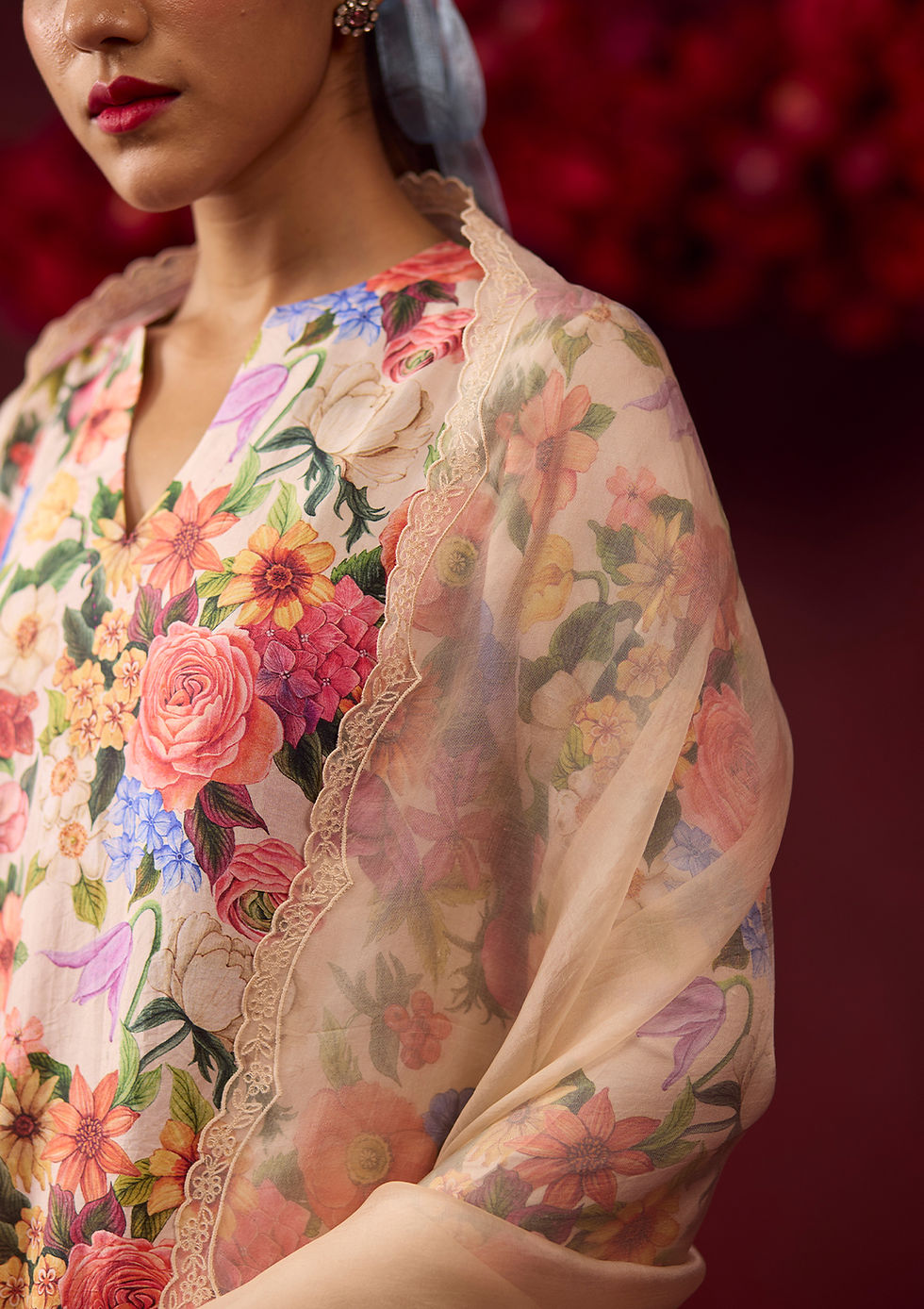 Thumbnail: Euphoric Blossom Beige Kurta Set