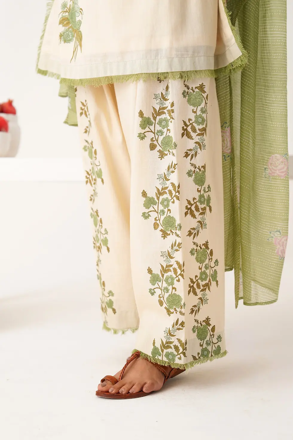 Thumbnail: Gul Ivory-Celedon Green  Short Kurta Set