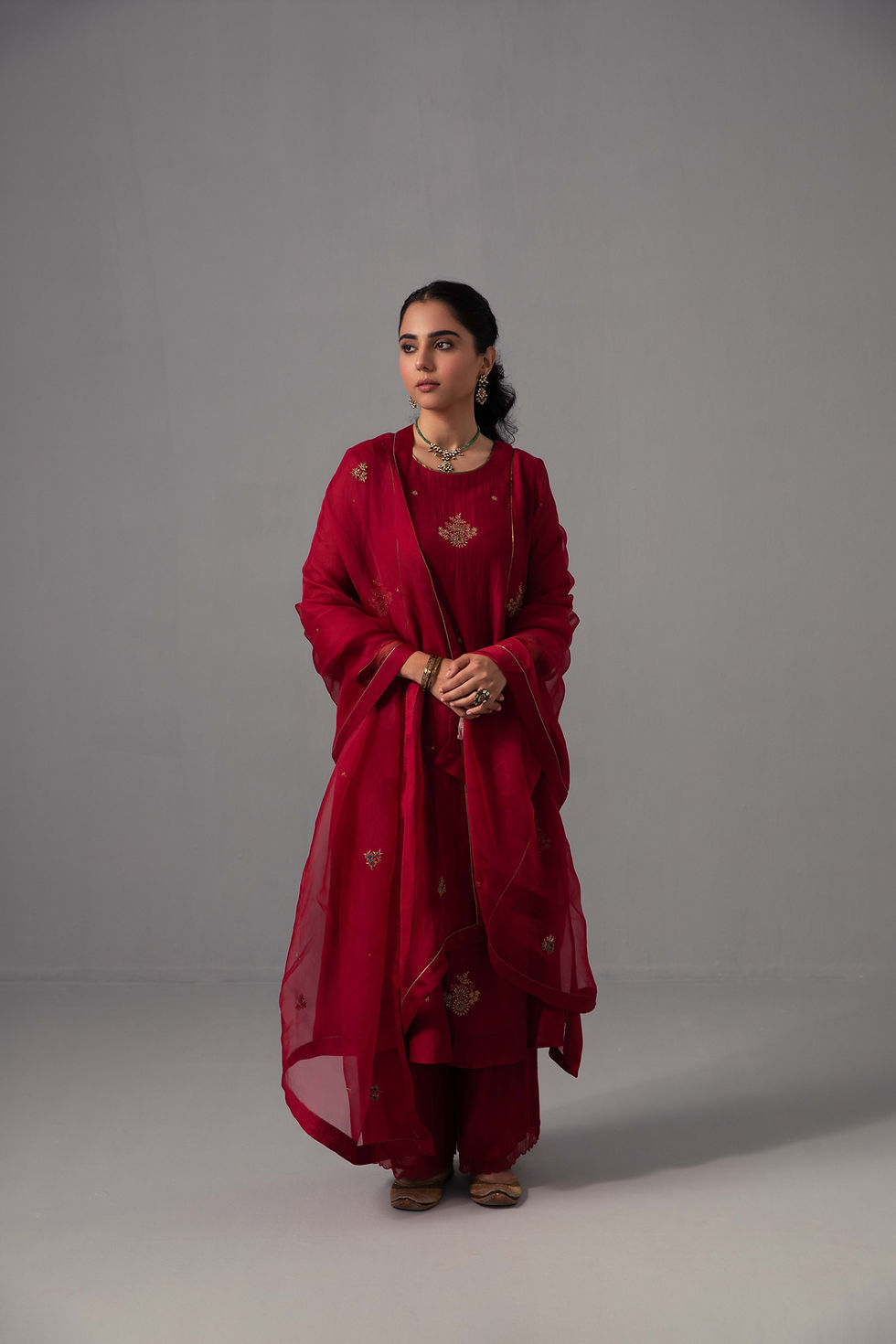 Thumbnail: Noor Kurta Dupatta Set Red